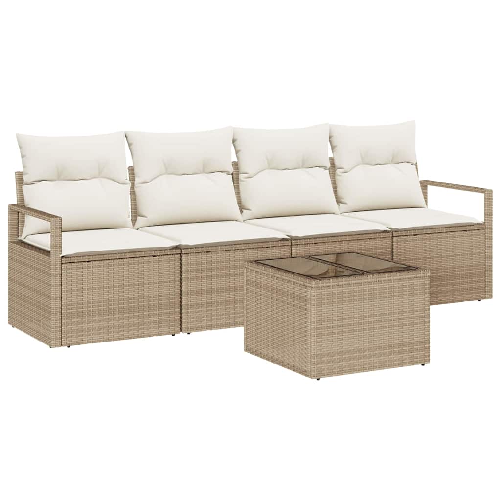 Garten-Sofa-Set 5 pcs Beige und Creme 55 x 55 x 37 cm